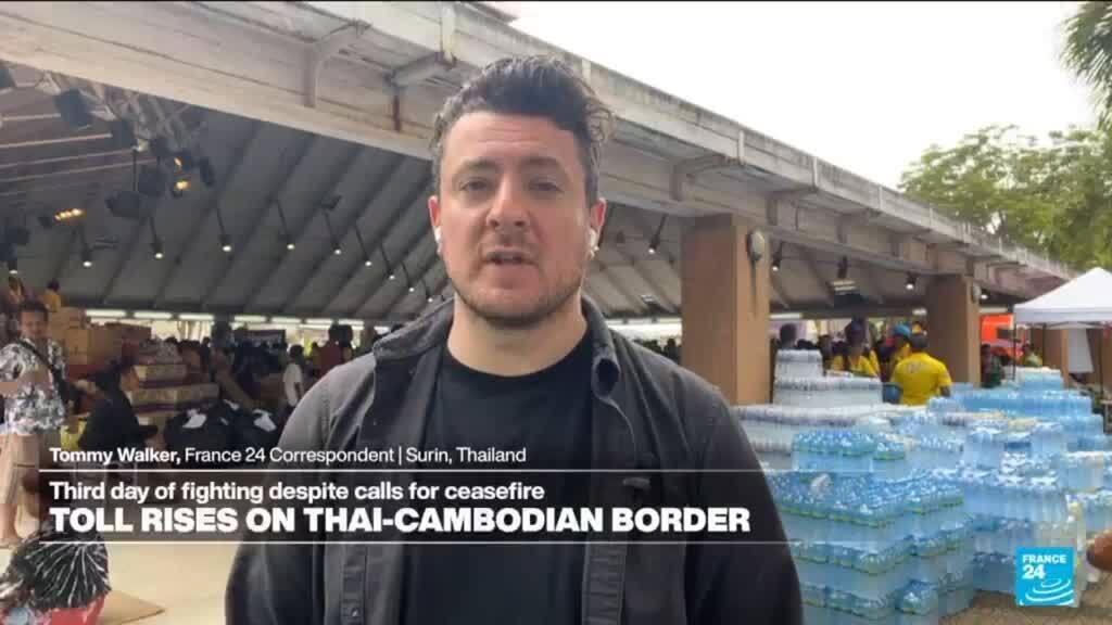 'Video thumbnail for Thailand and Cambodia trade accusations as deadly border clashes enter third day'