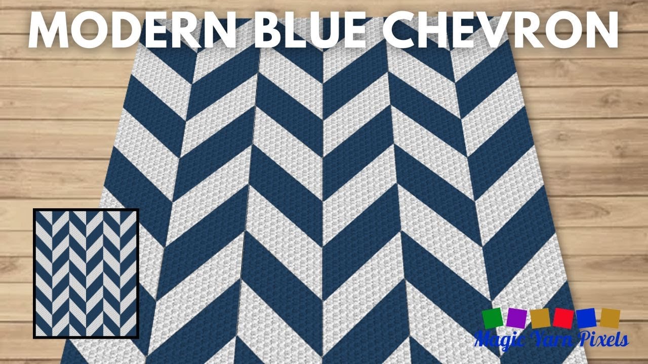 Video thumbnail for FREE GRAPH - Modern Blue Chevron - C2C & Tapestry Crochet Pattern | Magic Yarn Pixels