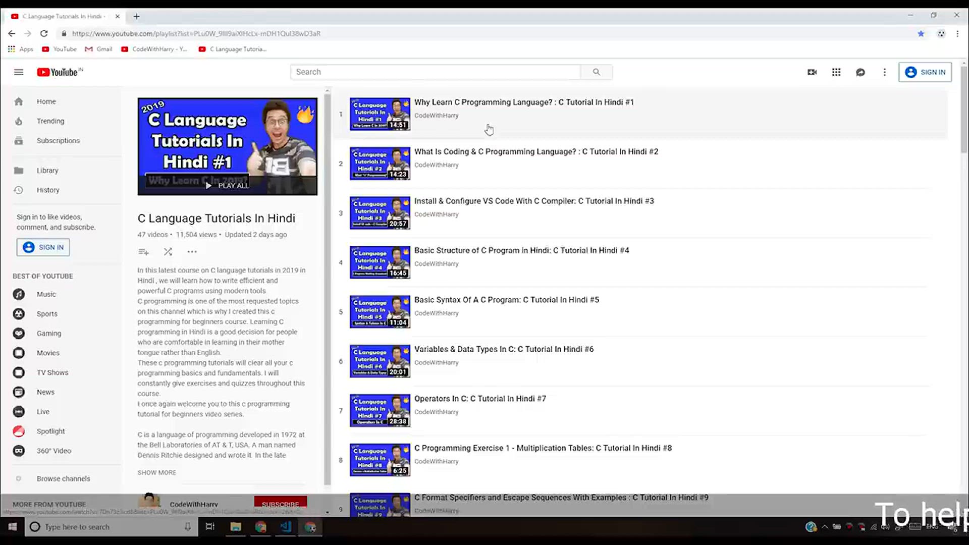 'Video thumbnail for C Language Employee Manager Exercise 8_ C Tutorial In Hindi #48'
