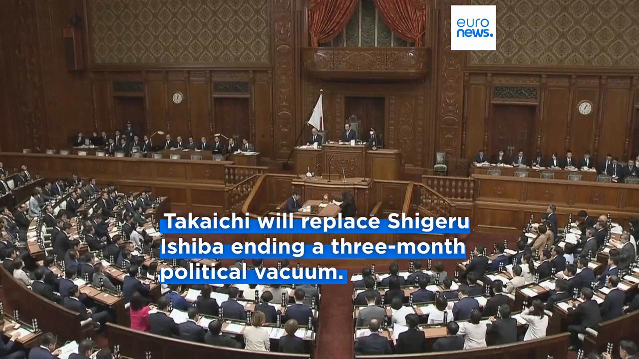 'Video thumbnail for Japan’s Sanae Takaichi elected as country’s first female prime minister'