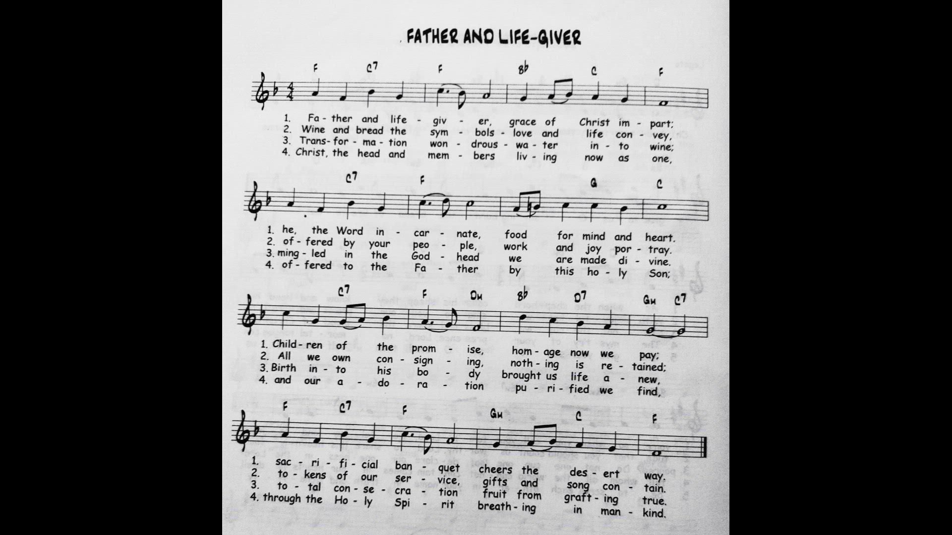 'Video thumbnail for Father and Life Giver - Catholic Mass Song Sheet Music'