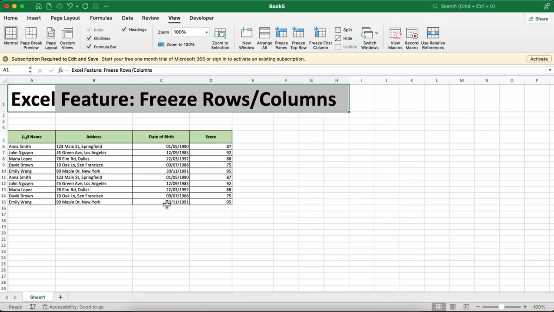 'Video thumbnail for Excel 365 : Figer des lignes et colonnes comme un pro ❄️'