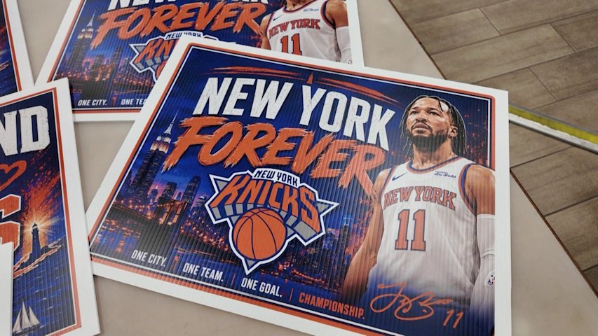 Video thumbnail for Knicks fever takes over Long Island as local businesses rally behind NBA Finals run