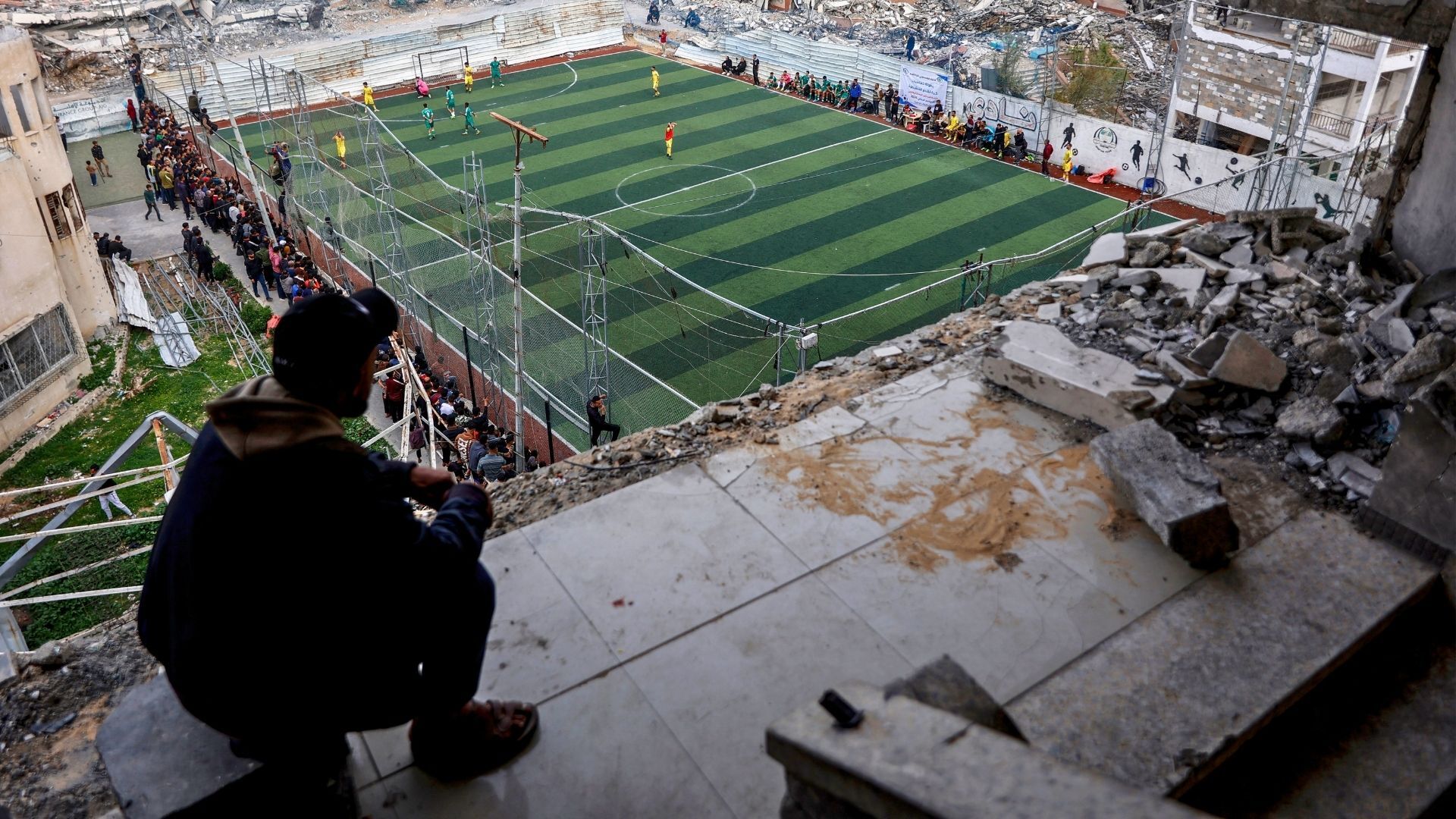 Video thumbnail for Gaza football fans seek normality amid war as World Cup fever grows