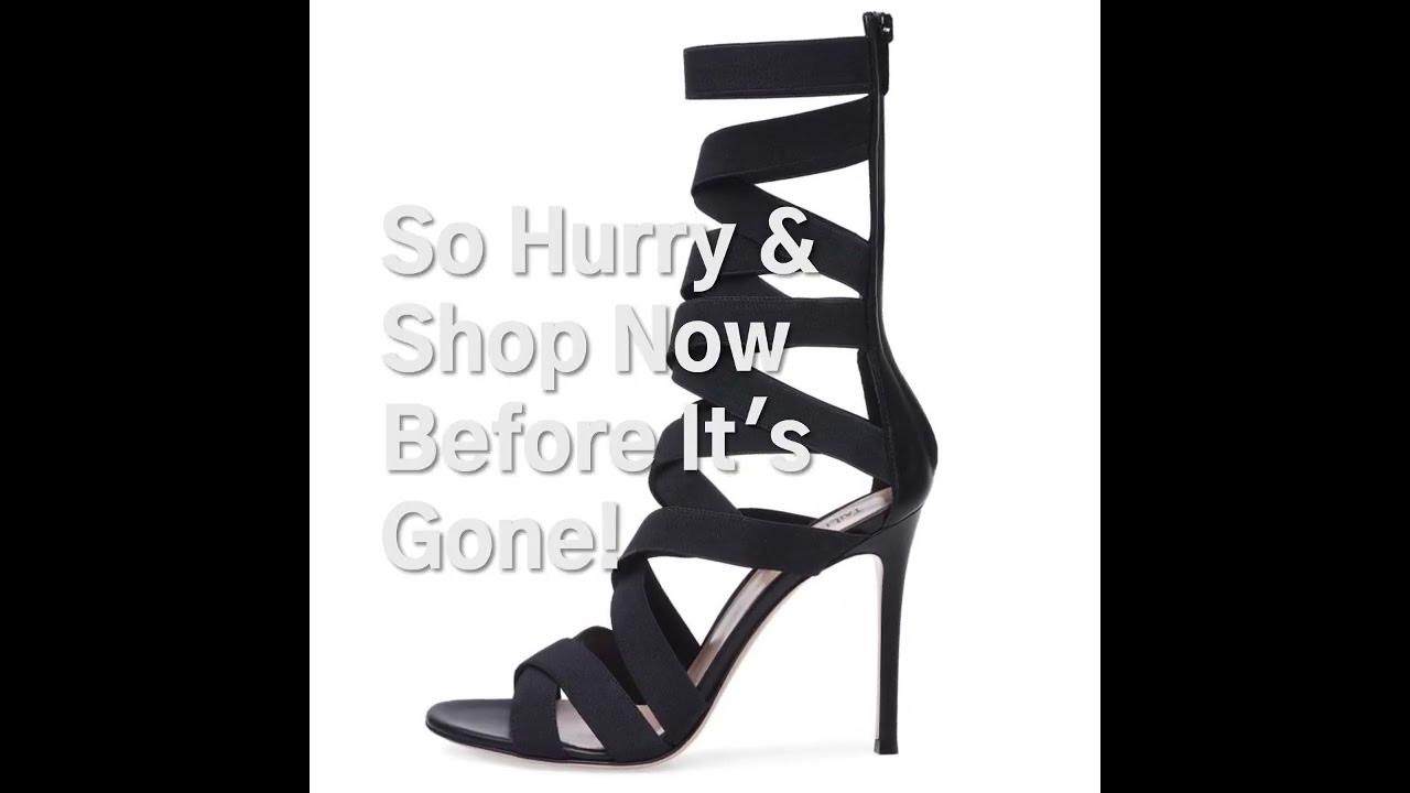Video thumbnail for European and American Womens Black Elastic Belt Heel Sandals And Cool Boots Chengdu Fashion Wome...