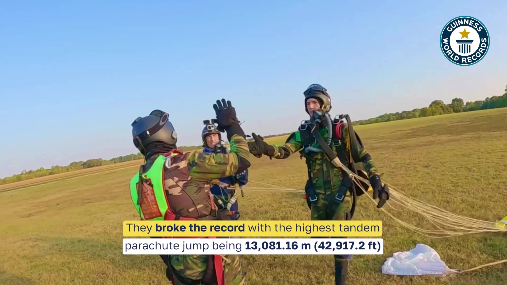 Video thumbnail for Highest tandem parachute jump (skydive)  13,081 m (42,917.2 ft) by Artaj Singh and Thomas Oquinns