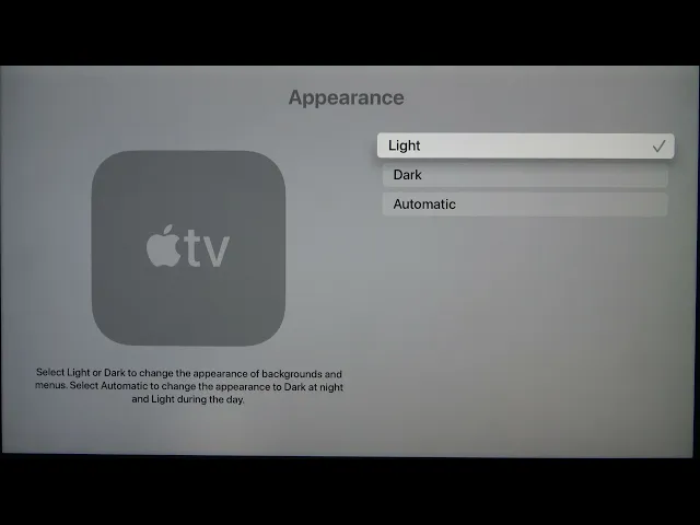 Video thumbnail for How to Turn On Dark Mode on APPLE TV 4K - Change Theme on APPLE TV 4K - Night Mode