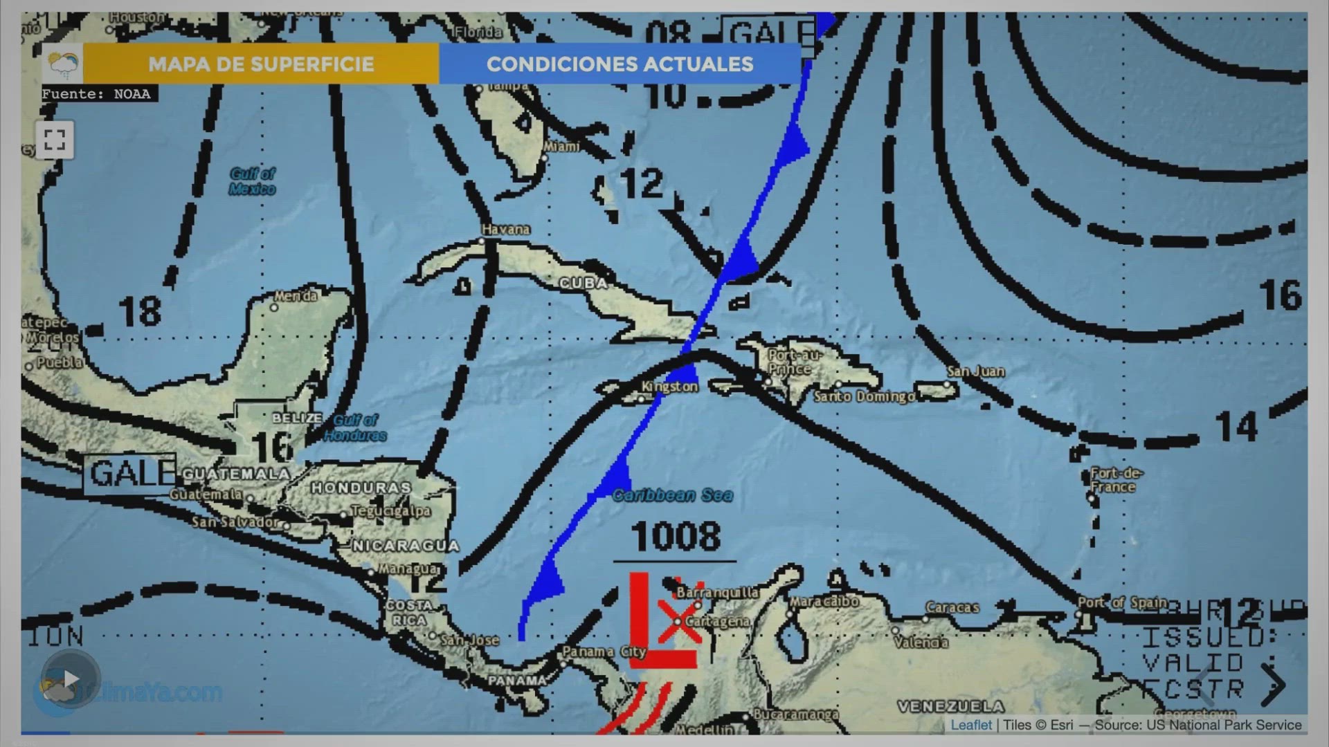 Video thumbnail for Baja presión en el Golfo de México con impacto en México, Centroamérica y el Caribe; fuertes lluvias, vientos y bajas temperaturas a la vista