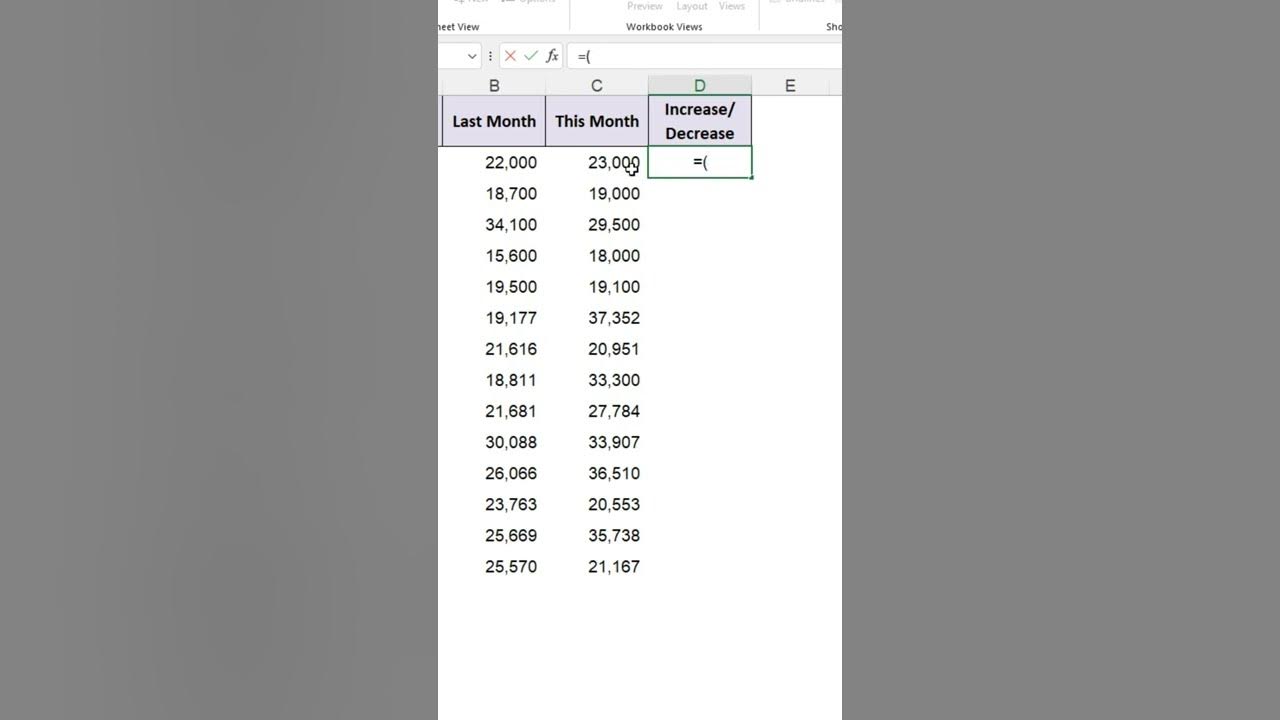 Video thumbnail for Calculate Percentage Change in Excel #shorts