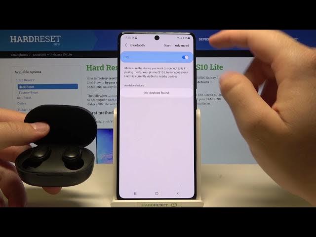 Video thumbnail for How to Pair Xiaomi AirDots 2 with Samsung Galaxy S10 Lite - Connect Wireless Headphones