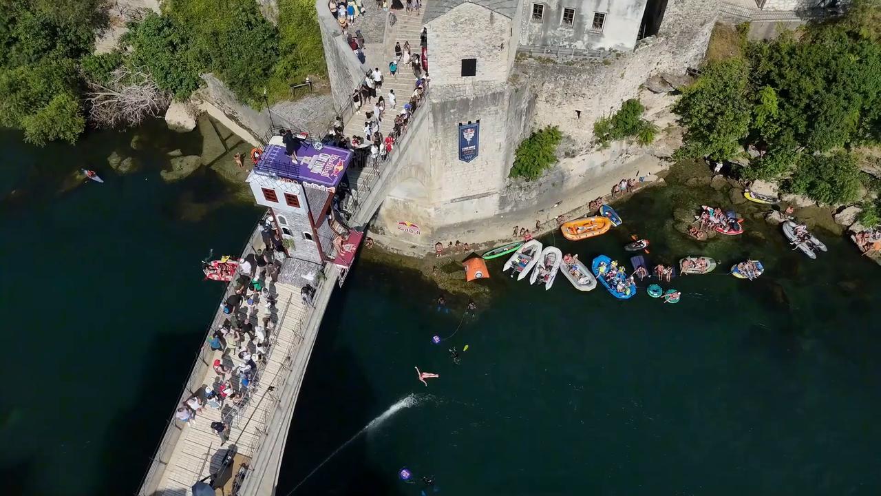 Video thumbnail for Bosnia and Herzegovina: Red Bull Cliff Diving World Series held at Bosnia's iconic Mostar Bridge.