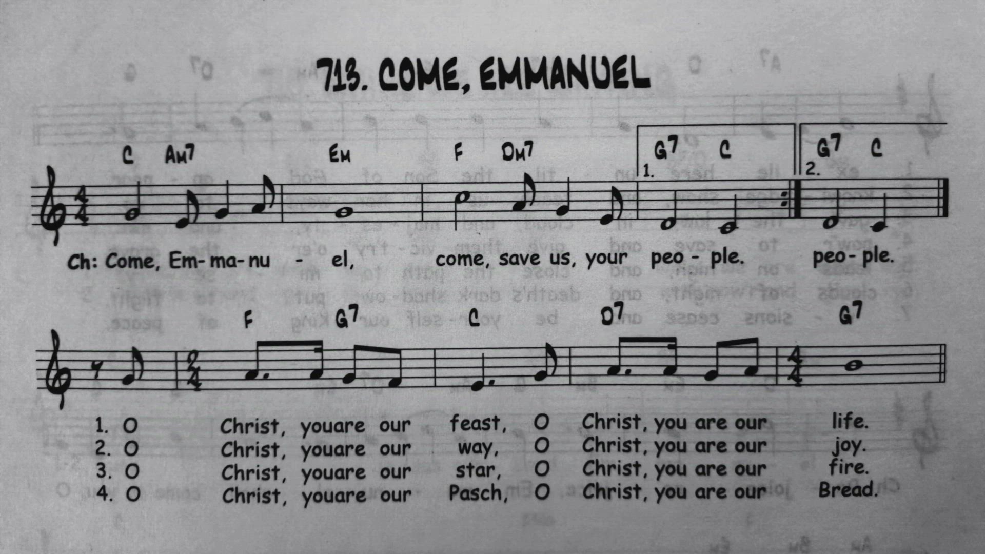 'Video thumbnail for Come Emmanuel - Catholic Mass Song Sheet Music'