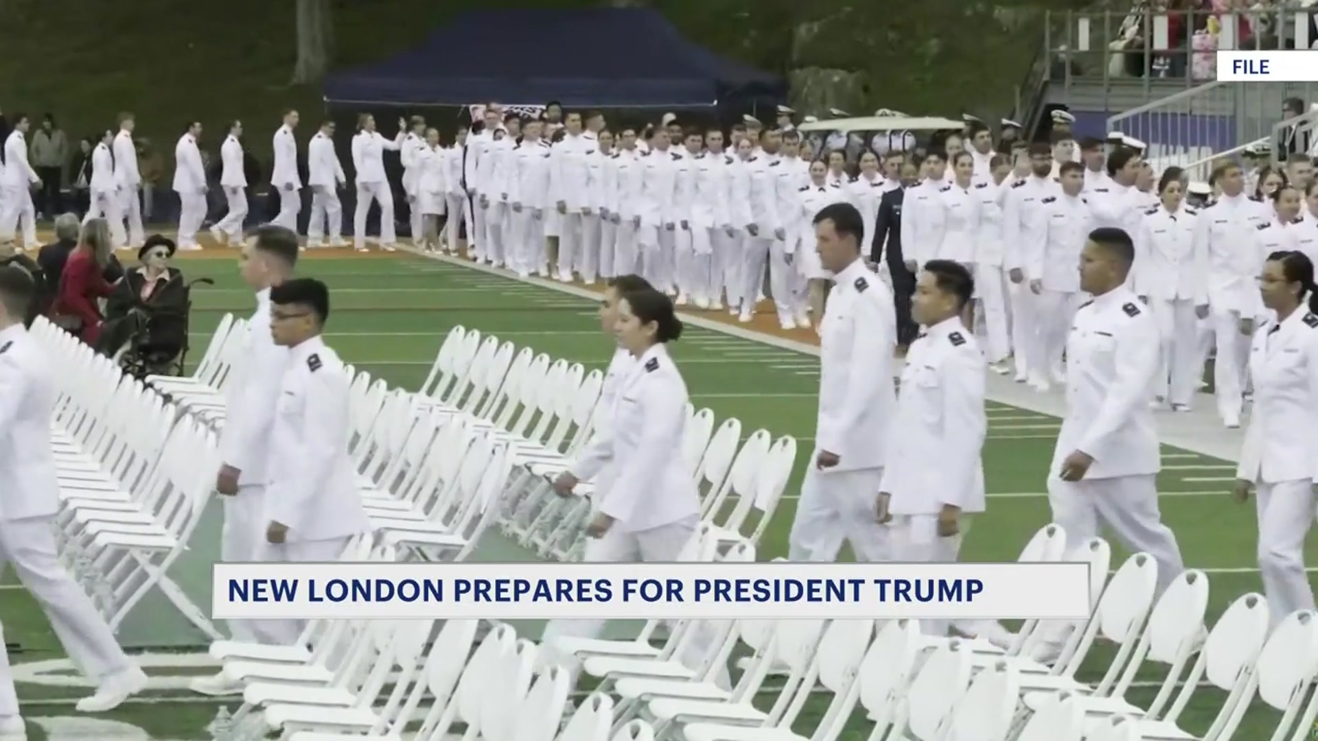 Video thumbnail for ‘Pretty hectic.’ New London prepares for President Trump’s arrival ahead of U.S. Coast Guard Academy commencement