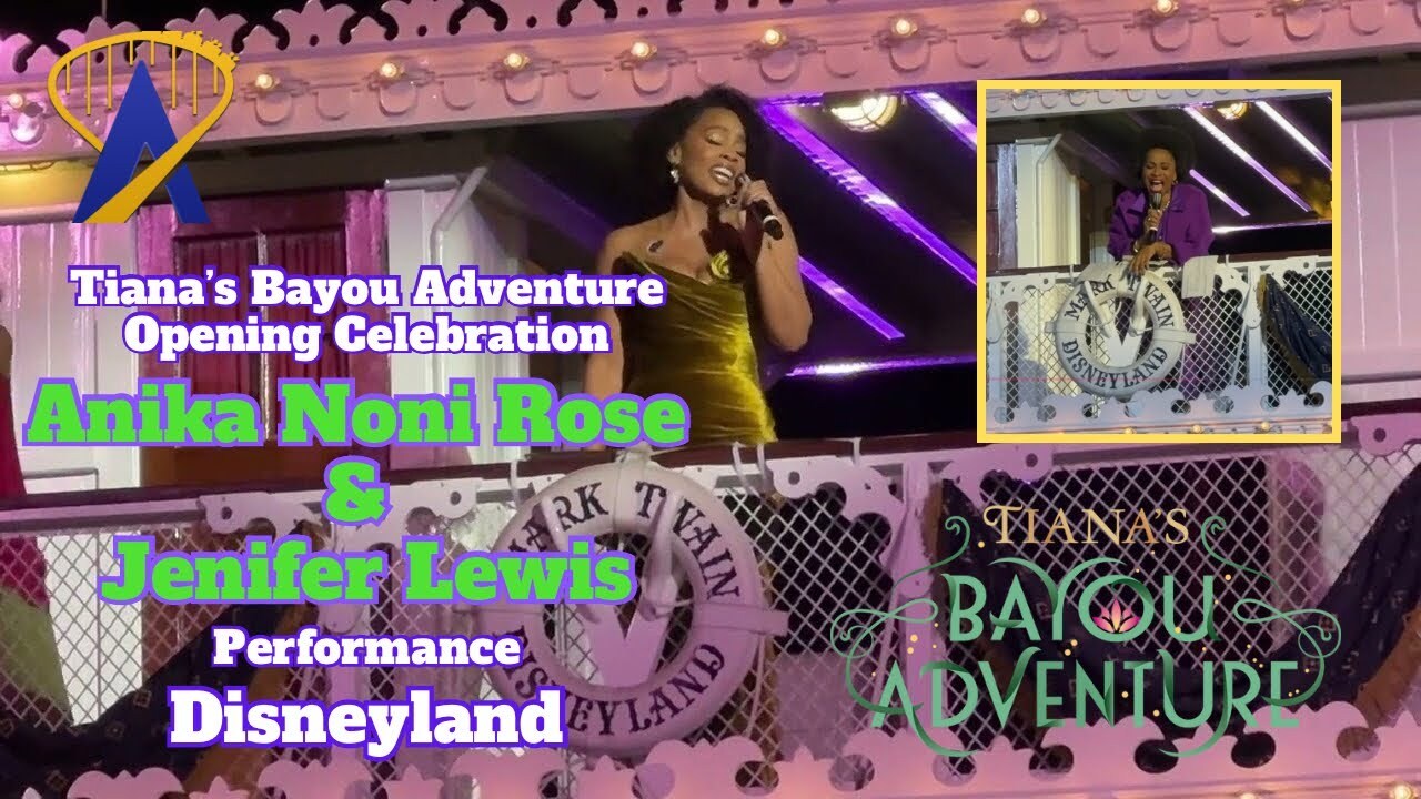 Video thumbnail for Anika Noni Rose and Jenifer Lewis perform at Disneyland for the opening of Tiana's Bayou Adventure