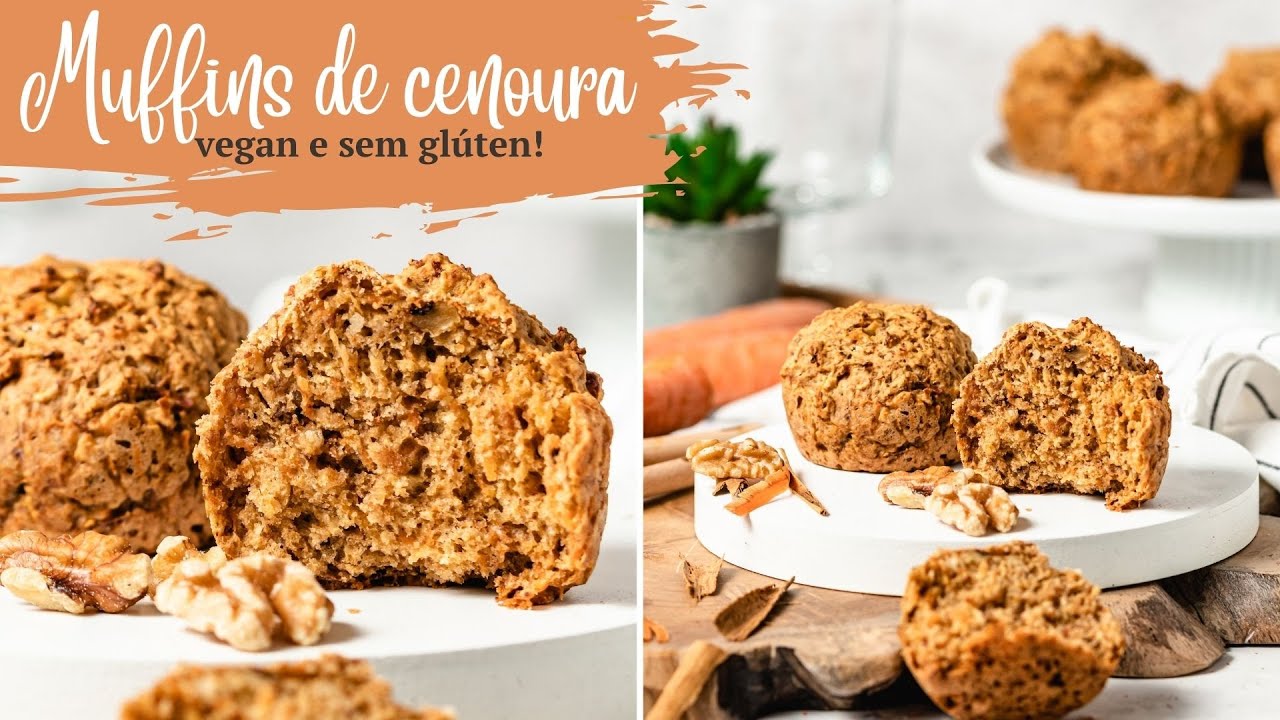 Video thumbnail for Muffins de cenoura saudáveis - sem leite nem ovo