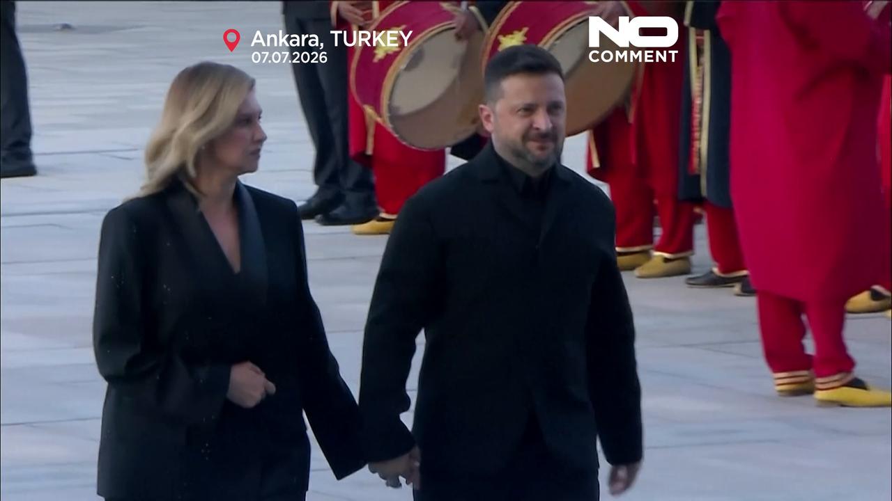 Video thumbnail for Erdogan gives world leaders a ceremonial welcome ahead of NATO summit