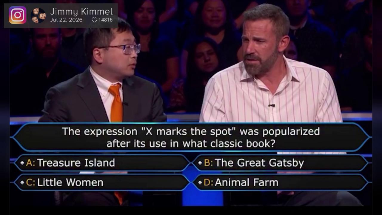 Video thumbnail for UNCAPTIONED: Ben Affleck wins a million on Who Wants to Be a Millionaire.