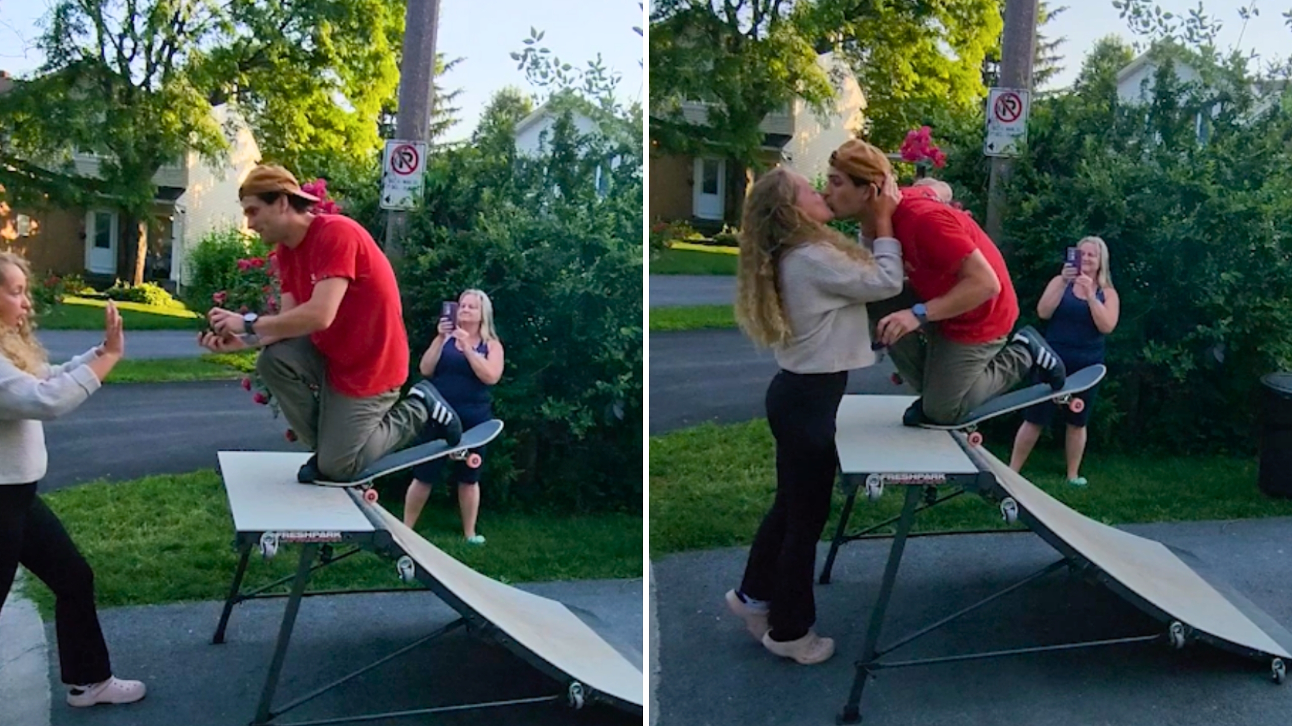 Video thumbnail for Skateboarder Proposes To Girlfriend On Quarter Pipe
