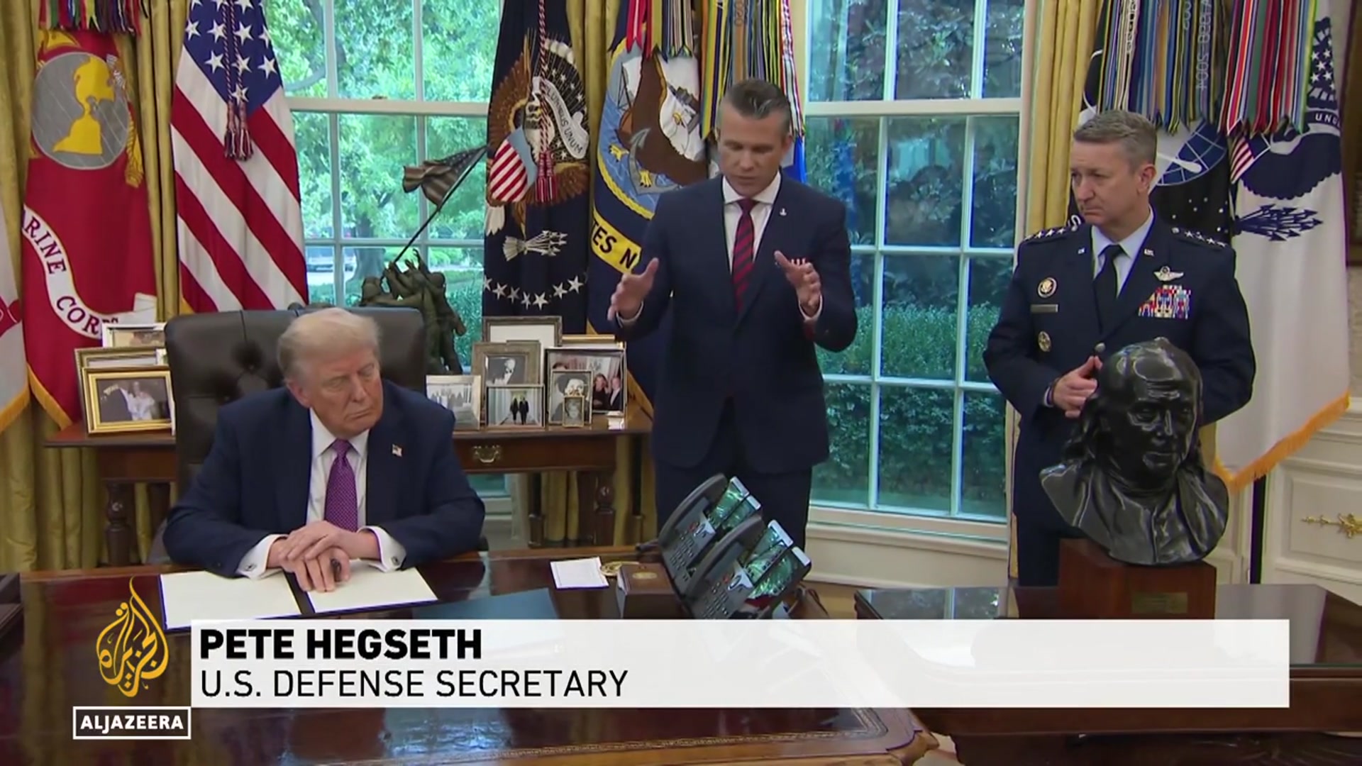 'Video thumbnail for Rebranding US defense department: Trump signs order changing title to department of war'