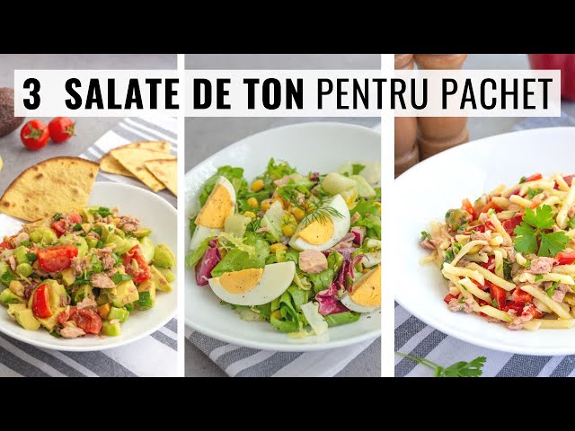 'Video thumbnail for 3 rețete rapide de SALATĂ CU TON din conservă 👍 Încearcă-le pentru prânz, cină sau la pachet!'