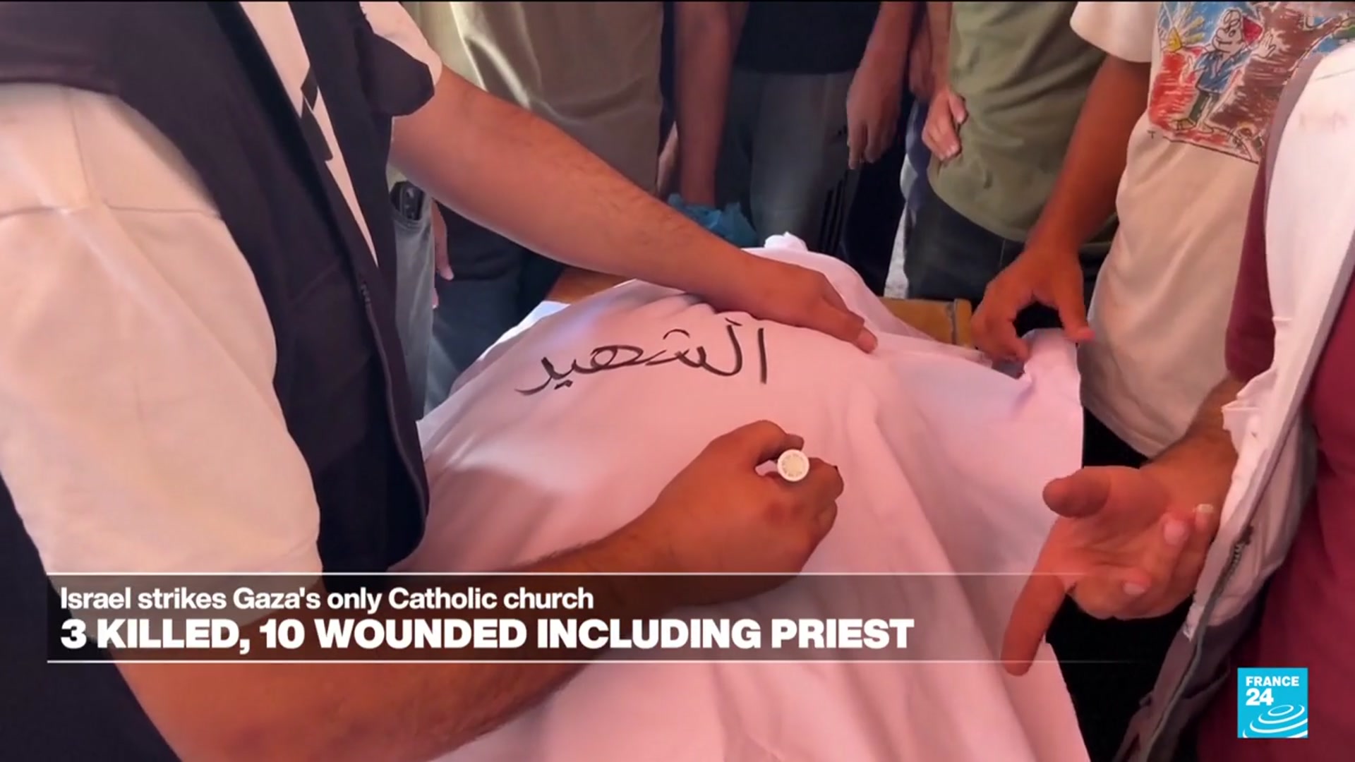 'Video thumbnail for Israeli strike hits Gaza church, killing 3 and wounding priest who was close to Pope Francis'