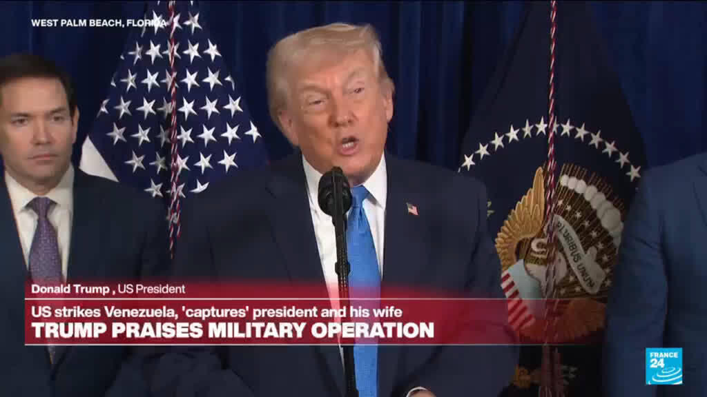 Video thumbnail for REPLAY: US President Donald Trump Press conference on Venezuela's attack and capture of Maduro