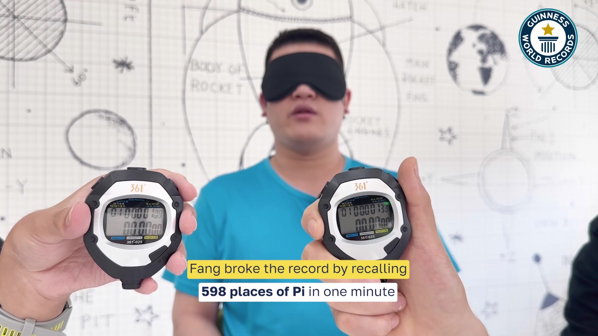 Video thumbnail for Most decimal places of Pi recalled in one minute - 598 by Fang Zhao