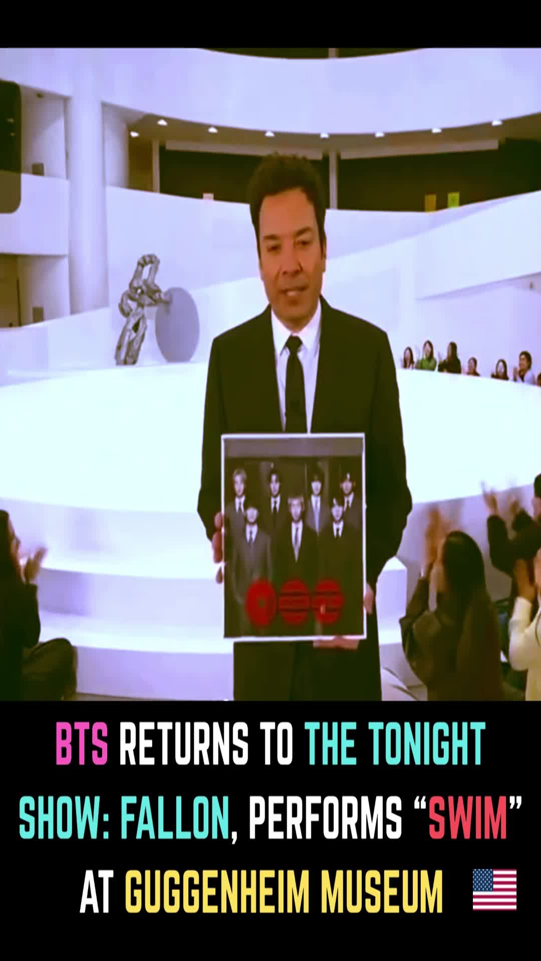 Video thumbnail for 🔥👑 BTS performs "SWIM" at the iconic Guggenheim Museum.