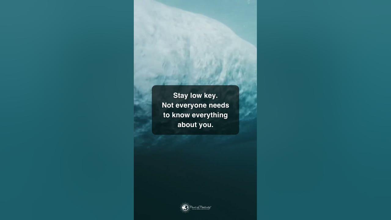 Video thumbnail for Stay low key. Not everyone needs to know everything about you. #Shorts