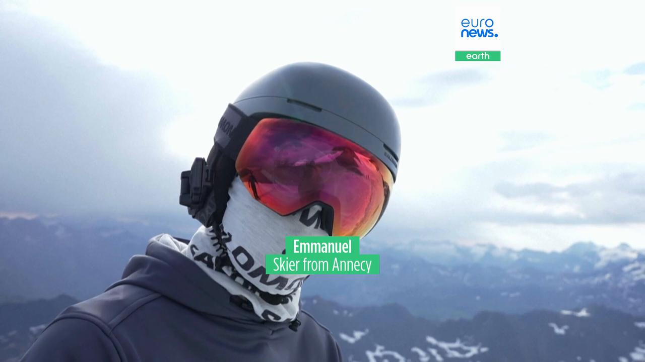 Video thumbnail for Summer skiers head to melting glacier as heatwave grips France