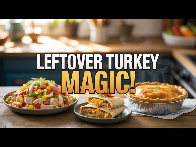 Video thumbnail for 3 Easy & Delicious Leftover Turkey Recipes | Salad, Enchiladas & Pot Pie