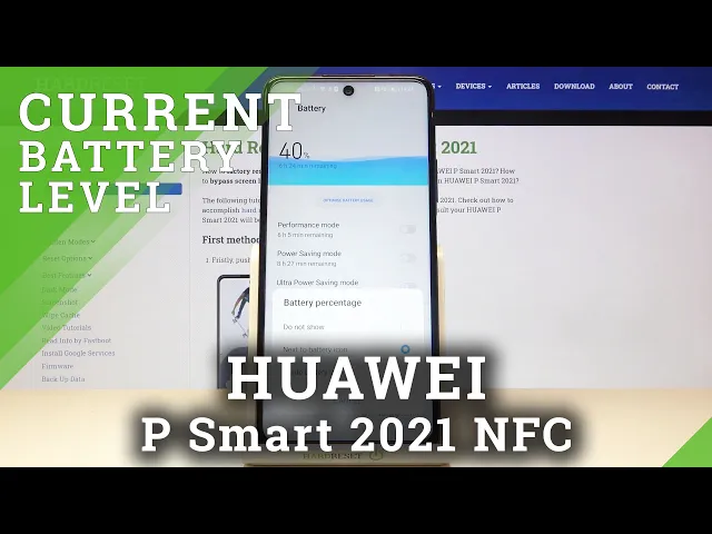 Video thumbnail for How to Enable Battery Percentage in HUAWEI P Smart 2021 NFC – Battery Status