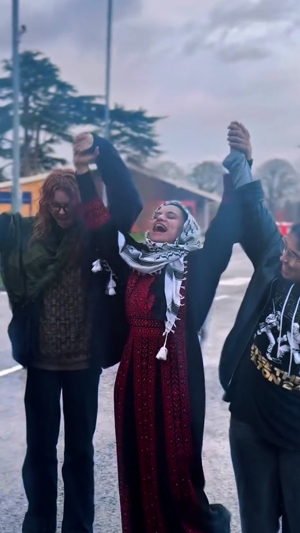 Video thumbnail for Palestine Action activists reunited with family after granted bail