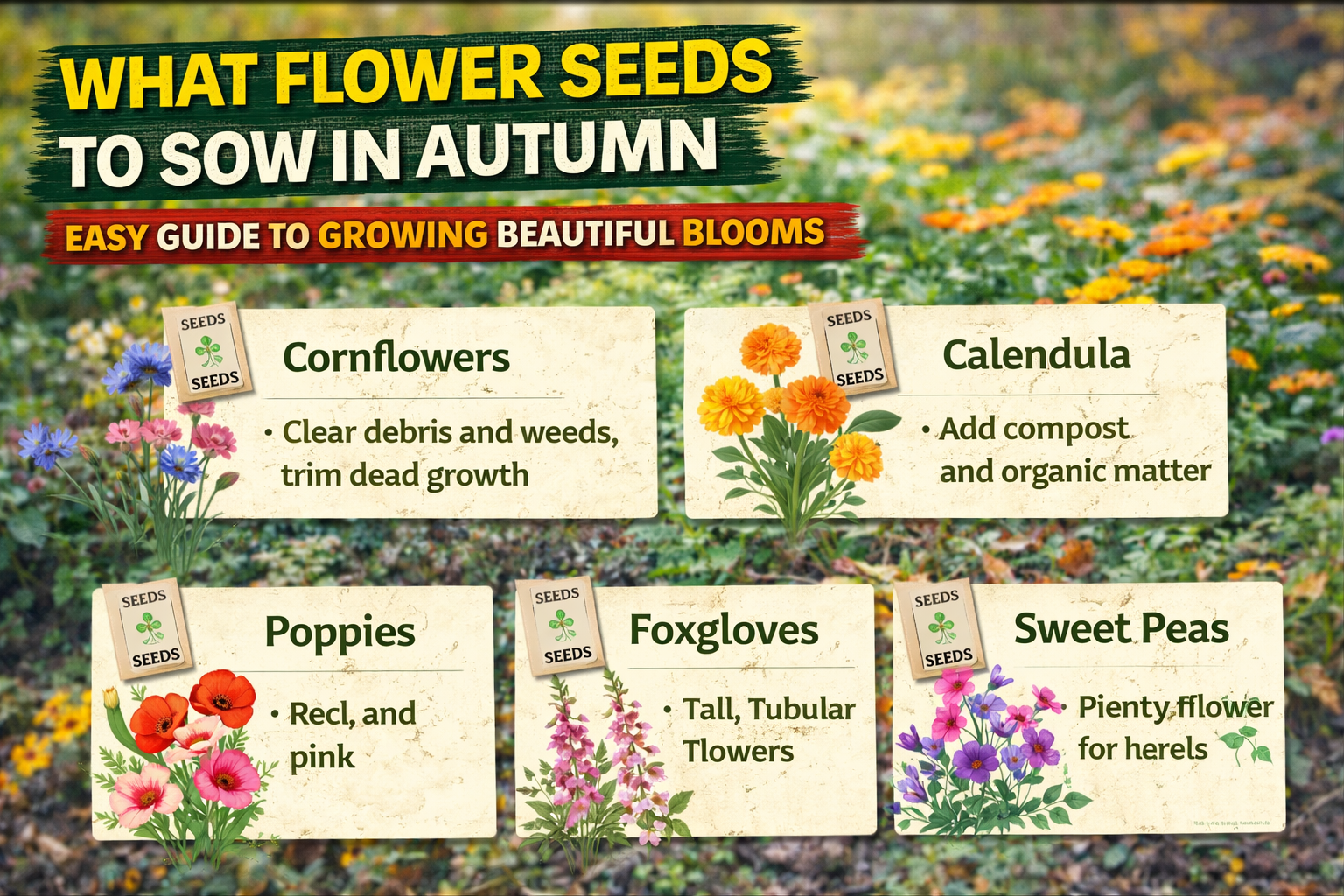Video thumbnail for What Flower Seeds to Sow in Autumn | Easy Guide to Growing Beautiful Blooms