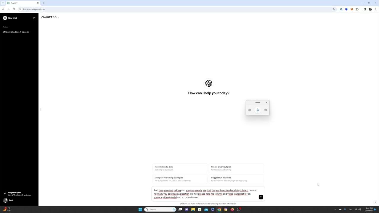 Video thumbnail for Effortless Q&A with ChatGPT using Windows 11 Speech Recognition | Boost Productivity!