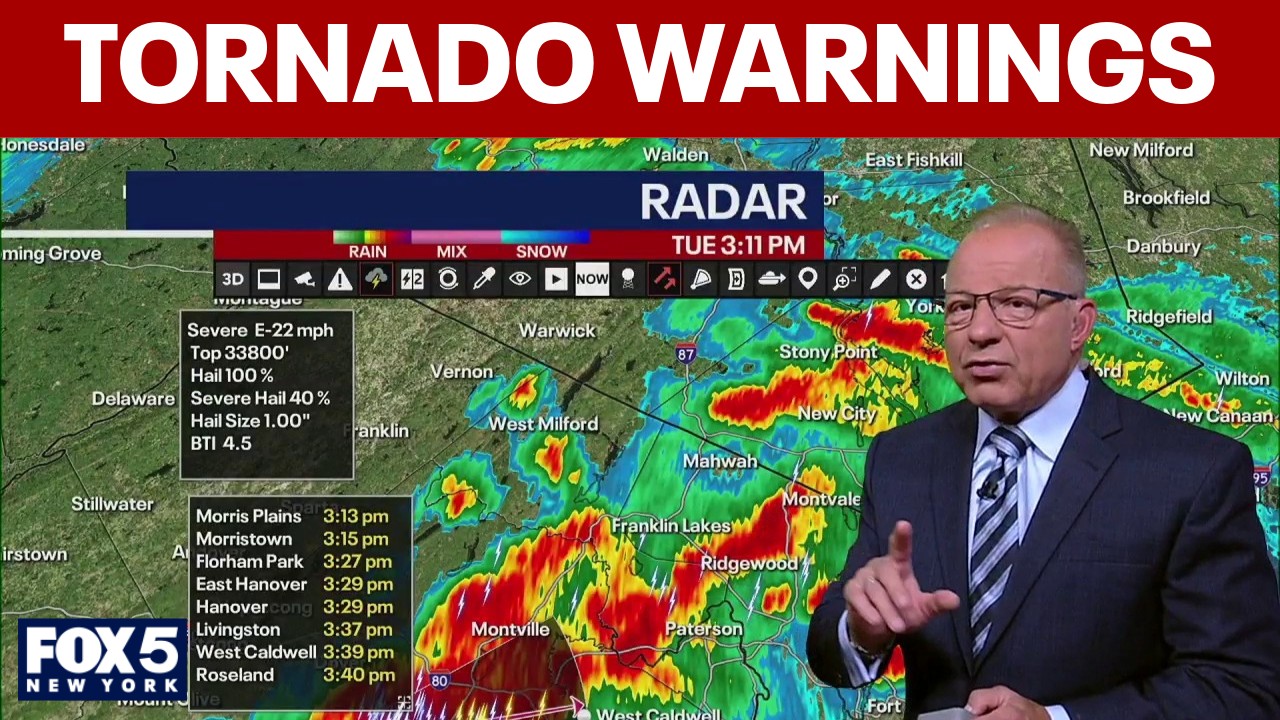 Video thumbnail for Tornado warnings continue in New York, New Jersey