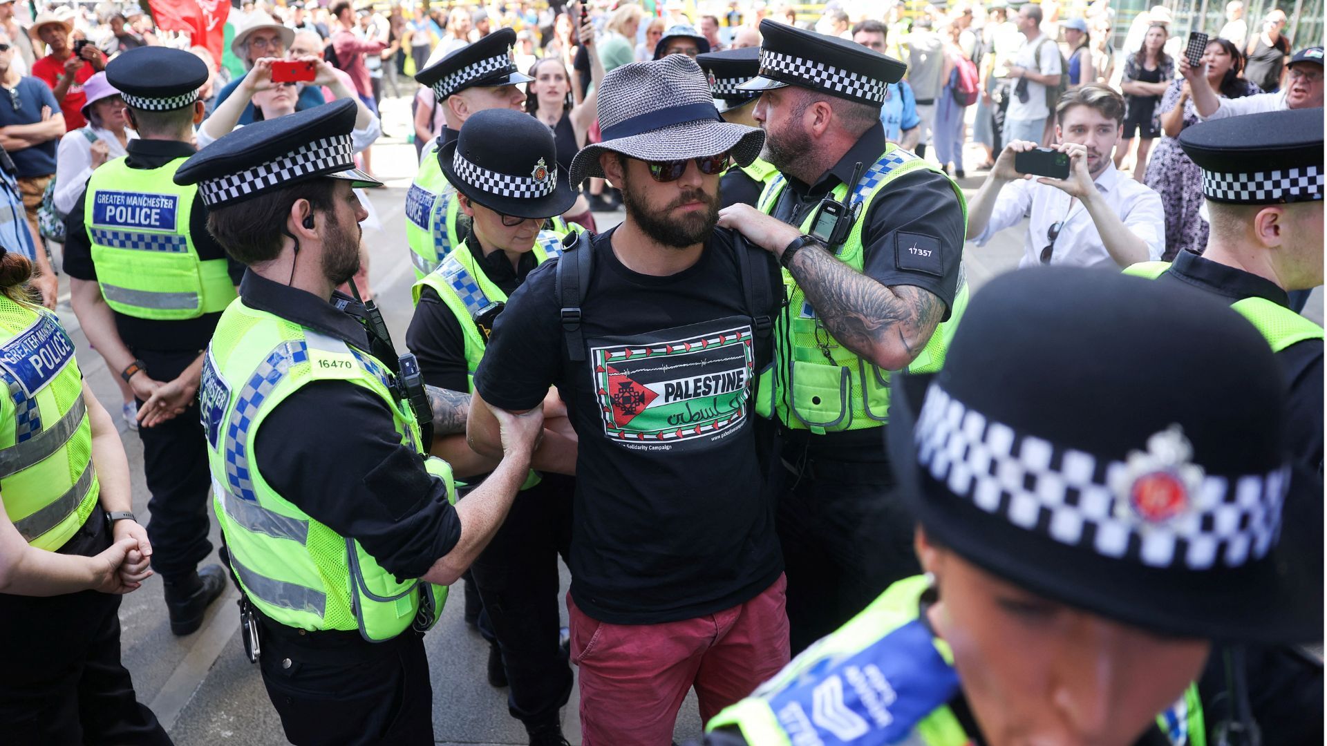 'Video thumbnail for UK police arrest dozens at protests against Palestine Action ban'