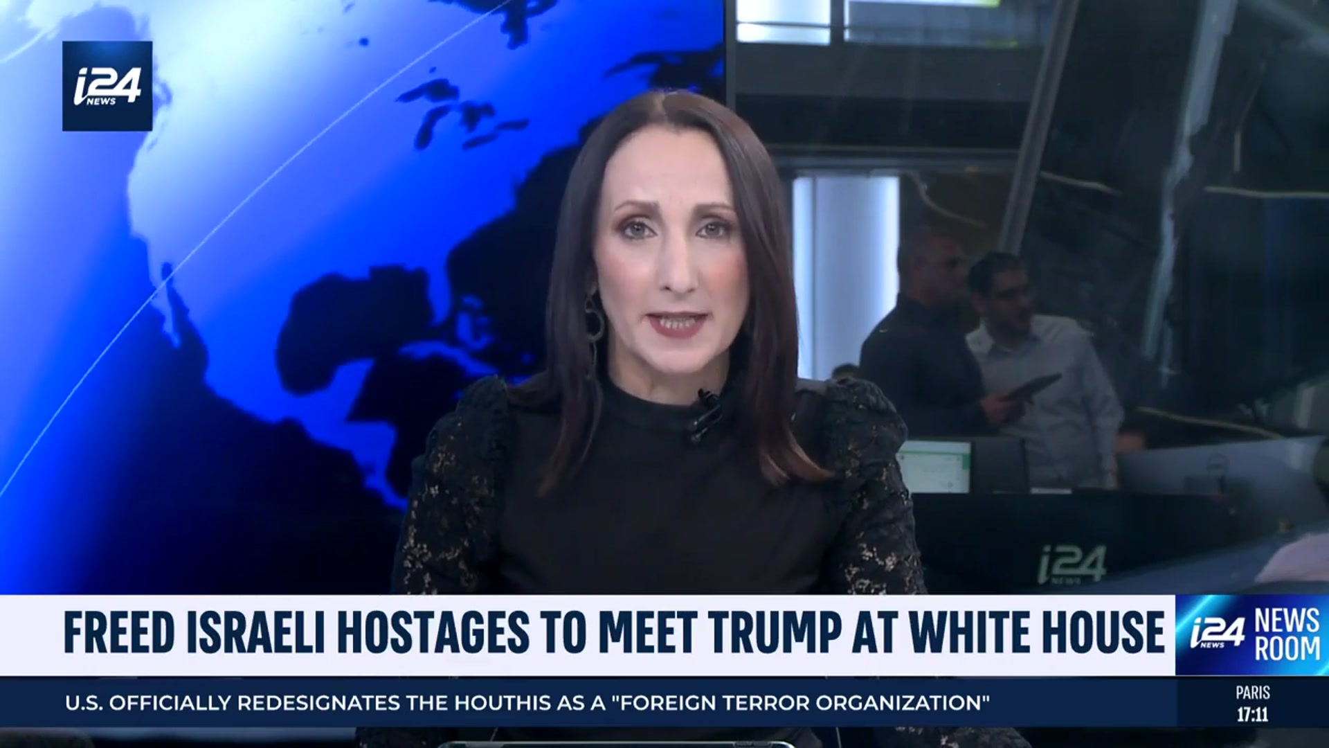 'Video thumbnail for Freed Isreli hostages to meet Trump at White House'