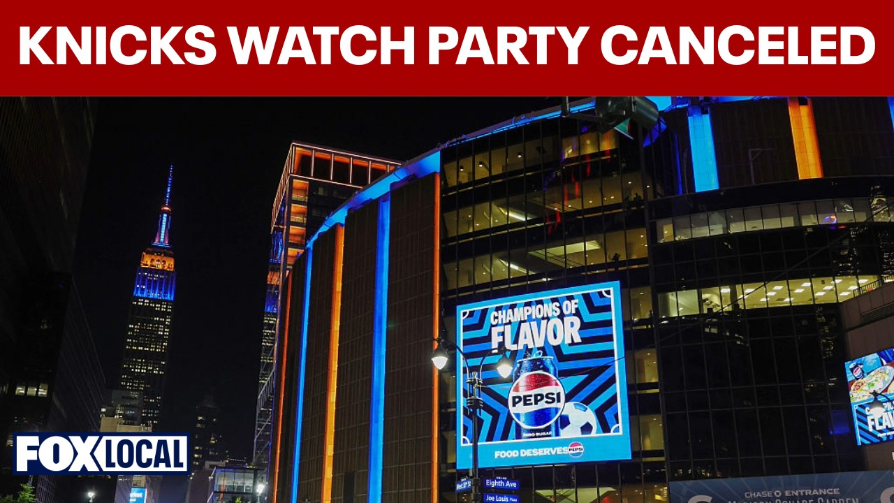 Video thumbnail for Knicks Game 3 watch party outside MSG canceled ahead of Trump visit