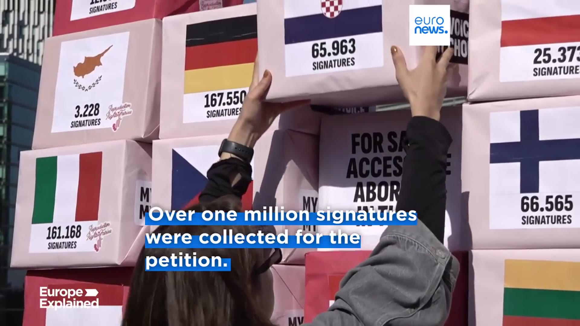 'Video thumbnail for Petition to make access to abortion easier submitted to European Commission'