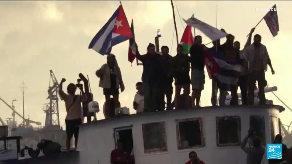 Video thumbnail for First flotilla boat arrives in Cuba to deliver aid amid crisis
