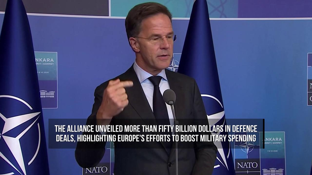Video thumbnail for NATO Leaders Seek Unity as Trump Revives Disputes at Ankara Summit.