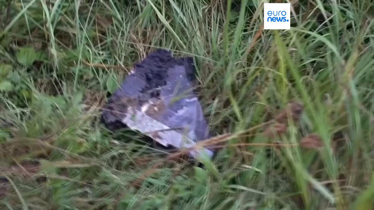 Video thumbnail for Watch: Aftermath of NATO jets' downing of drone in Lithuania