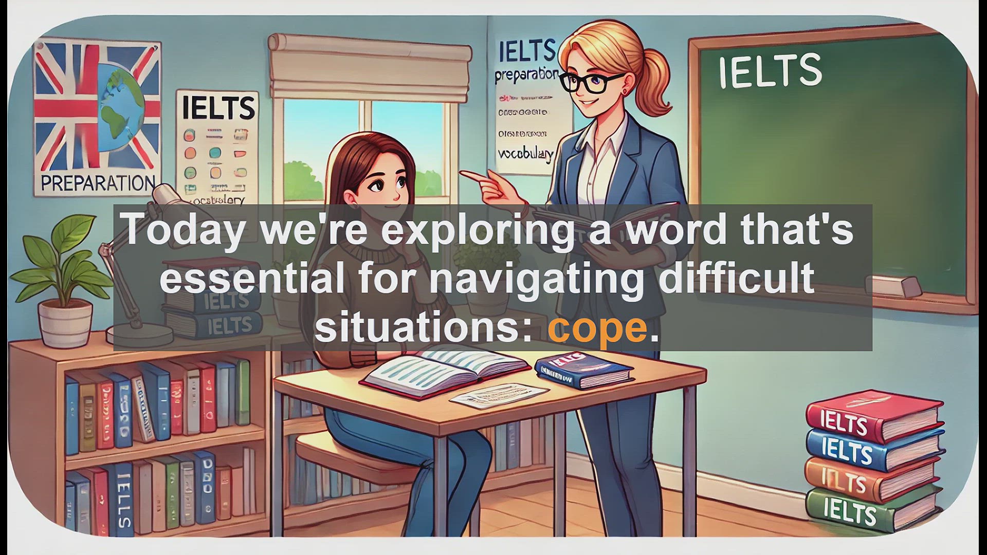 'Video thumbnail for 2500 Must Know IELTS 6.5 Vocabulary - Understanding 'Cope': Mastering a Key English Word'