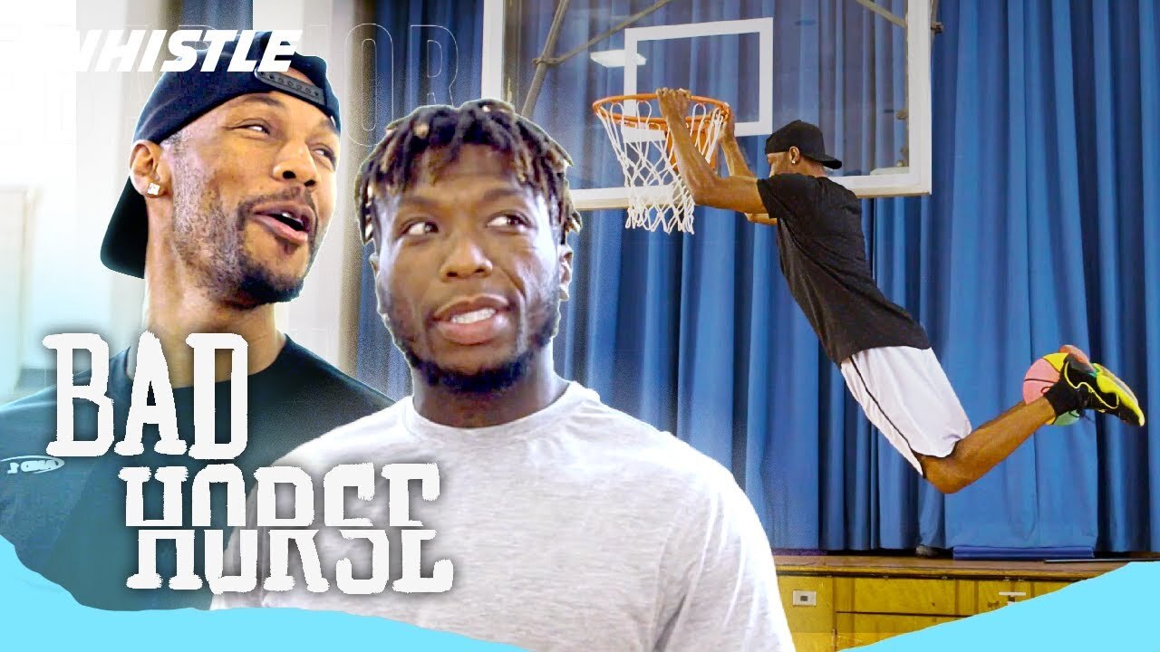 'Video thumbnail for NBA Dunk Contest vs. Dunk League CHAMP | Nate Robinson & Chris Staples'
