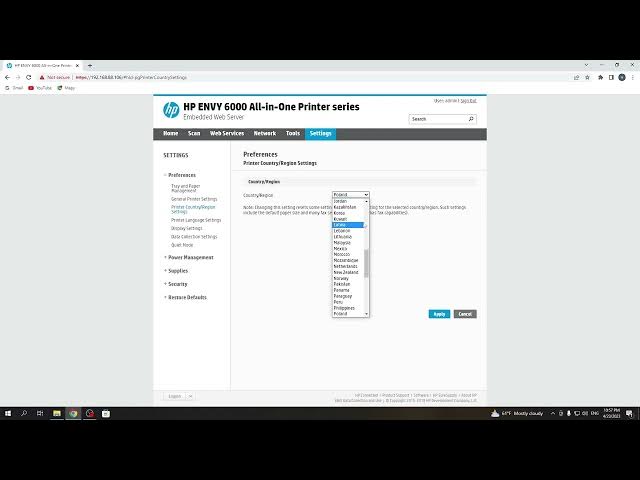 Video thumbnail for How to change region on HP envy 6000 series printer / How to change country on HP envy 6000
