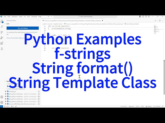 Video thumbnail for How to Format Strings in Python: Using f-strings, the format Method, and Template Class