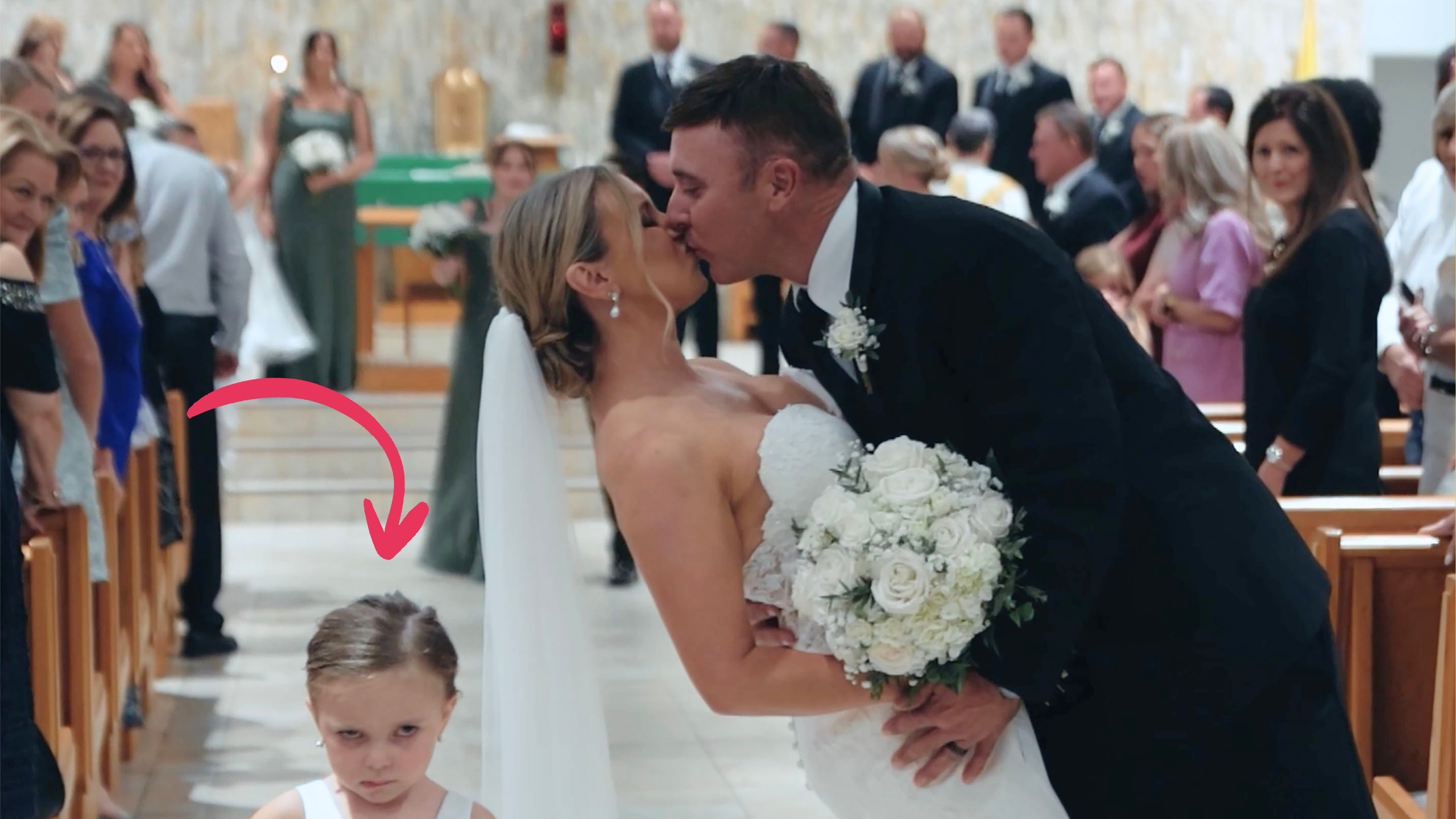 Video thumbnail for Daughter Not Happy With Mom And Dad's Wedding Kiss