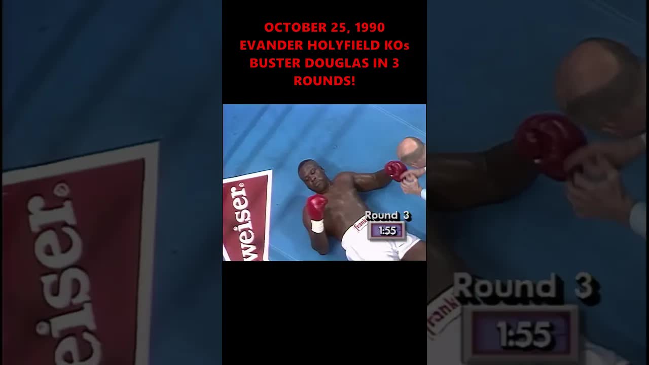 Video thumbnail for Evander Holyfield KOs Buster Douglas in 3 Rounds! (October 25, 1990)