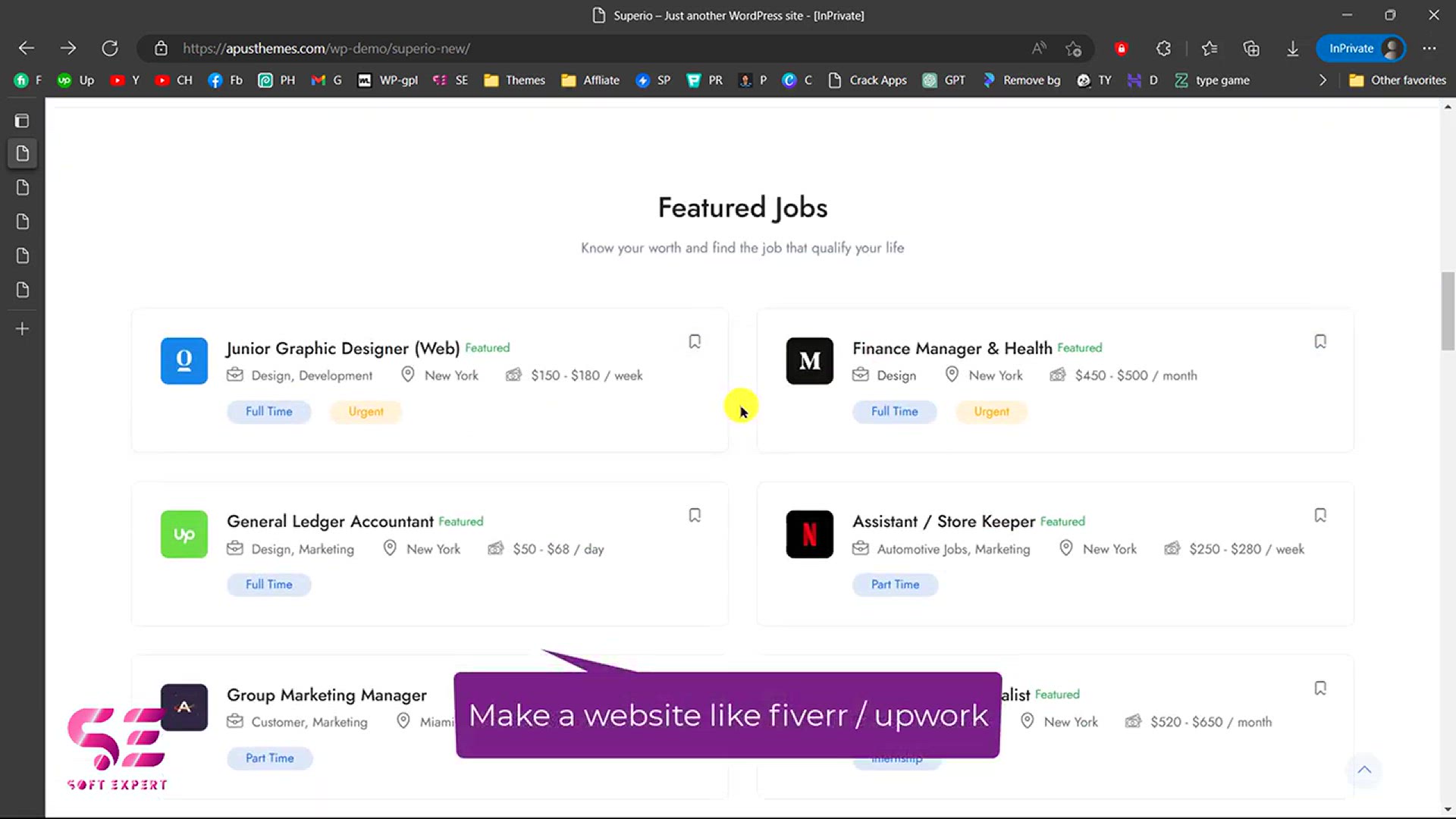 'Video thumbnail for Make a Website like Fiverr or upwork with WordPress & Superio Theme'